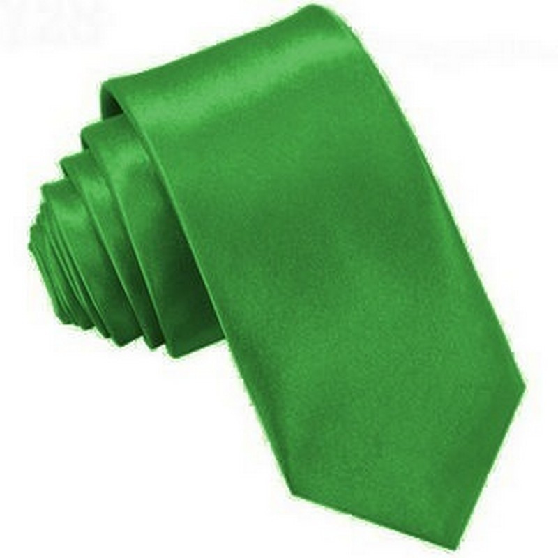 Krawat wąski śledzik SLIM - trawiasta zieleń